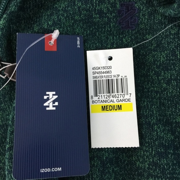 NWT Izod Botanical Garden 1/4 Zip Fleece Sweater - Picture 6 of 8